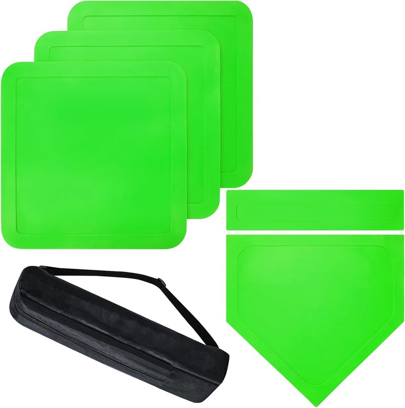 Lolyer Baseball Bases for Yard - 3 Throw Down Bases 1 Homeplate 1 Pitching Rubber with Baseball Bases Bag for Kids Practice, Rubber Bases for Kickball Baseball Play - Image 1